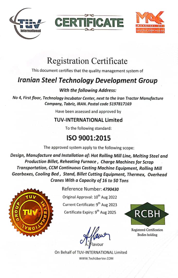 Mak Steel ISO 9001:2015